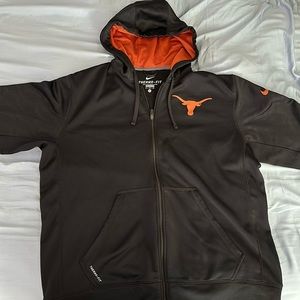 Nike Thermafit Black Orange Texas Longhorns Logo Full Zip Hoodie Mens Size XL